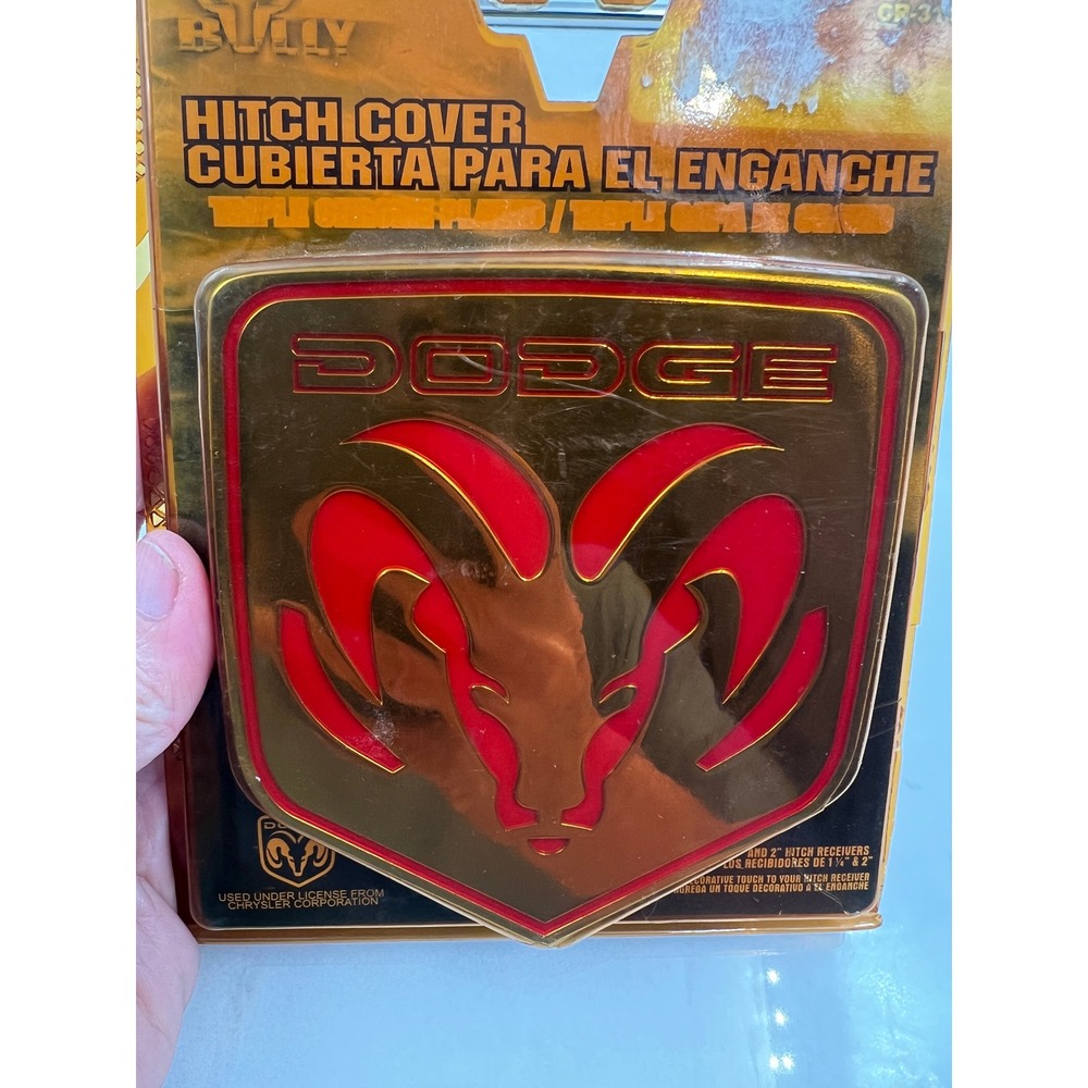 Bully Dodge Ram Head Hitch Cover Gold Red Triple Chrome Plated CR-311 New - Picture 2 of 8